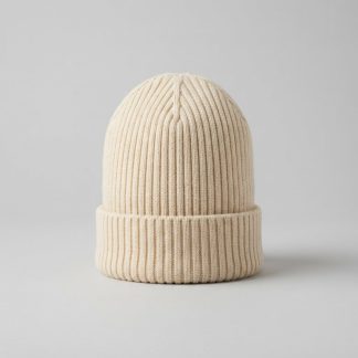 Unisex Ecru Acrylic Knit Beanie