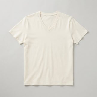 Unisex Off-White Combed Cotton V-Neck Tee